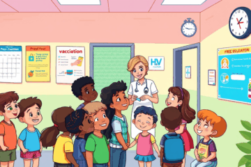 Imagem informativa sobre a vacinação gratuita contra HPV, incluindo detalhes sobre quando e onde tomar a vacina.