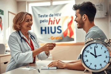 Homem realizando teste de HIV em unidade do SUS.