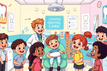Imagem ilustrativa de crianças recebendo atendimento odontológico gratuito.