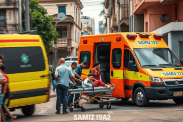 Imagem ilustrativa do Serviço de Ambulância Gratuito no Brasil, mostrando uma equipe de emergência em ação.